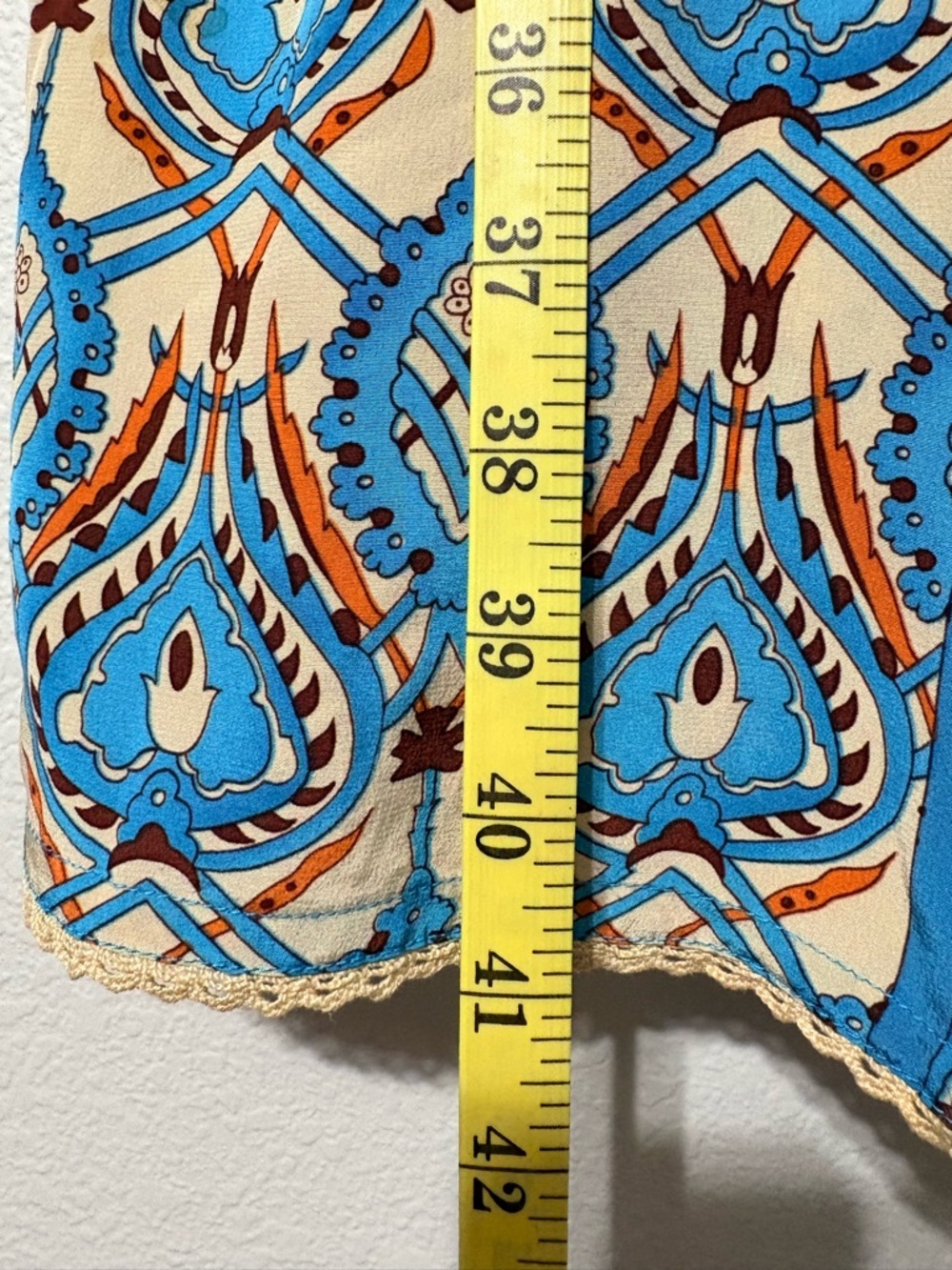 Plenty by Tracy Reese  Silk Turquoise Printed V-Neck Midi Wrap Dress w Rope Tie - Picture 9 of 15